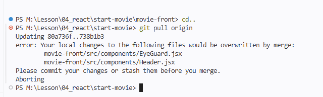 pull overwrite 에러